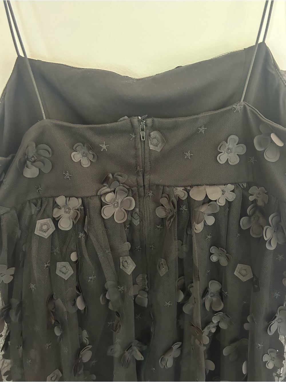Altar’d State Black Floral 3D Appliqué Spaghetti Strap Mini Dress Size M - Picture 5 of 7